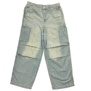 Divided H&M Wide-Leg Baggy Jeans Sz Medium Light Wash Denim Retro Parachute NEW!